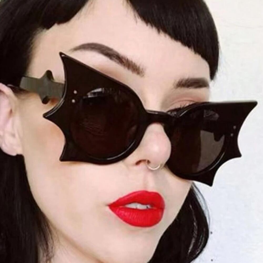 Spiderweb Bat Black Sunglasses Spooky Season Retro Pinup Goth Darkfem Halloween